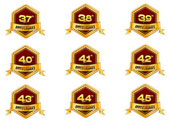 Obraz premium Anniversary 3D Icon Set With Golden Badge Transparent Background