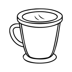 Simple black and white drawing of a coffee mug drink