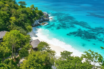 aerial view of a tropical island