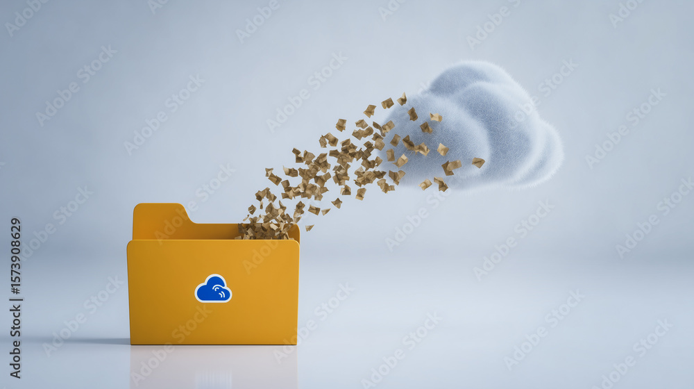 Poster cloud data transfer: secure file transfer to the cloud. data migration concept.