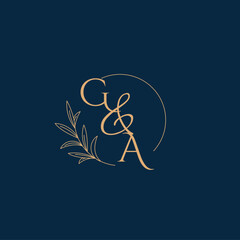 GA Initial Wedding Monogram Logo with Minimalistic Style