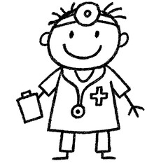 Cute children in various professions and activities, hand-drawn doodle style, Transparent Background