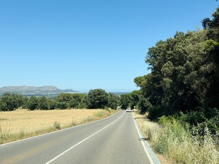 Road Leading to Montgrí Massif in Torroella de Montgrí, Catalonia, Spain.