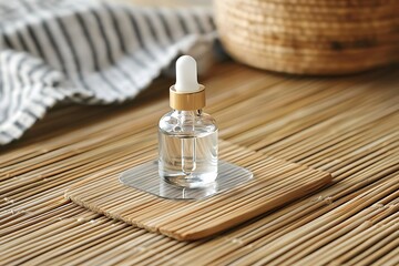 essential oil in glass bottle