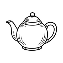 Vintage teapot line art illustration