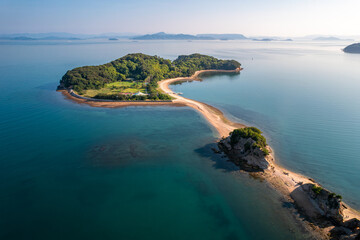 Aerial View of Angel Road in Tonosho, Shodoshima at Sunset
