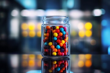 glass jar with colorful candies