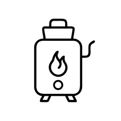 Obraz premium Drawing of a boiler with flame, showcasing clean energy and heating solutions. Simple boiler icon represents modern technology, symbolizing heat generation and sustainable energy.