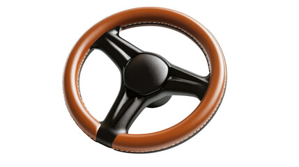 Modern car steering wheel with leather cover background isolated on a Transparent background, PNG file.