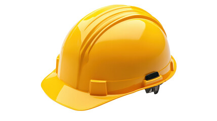 Modern construction helmet, yellow color, high-resolution photo, background isolated on a Transparent background, PNG file.