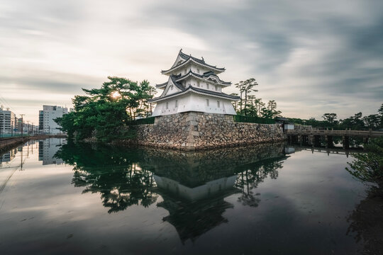 Japan Travel Takamatsu Castle at sunset