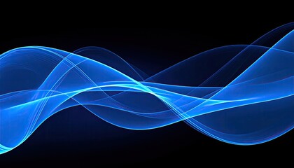 Abstract blue wavy lines on black background (1)