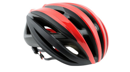 Modern cycling helmet with aerodynamic vents and straps, background isolated on a Transparent background, PNG file.