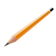 Yellow wooden pencil with eraser isolated on white background
