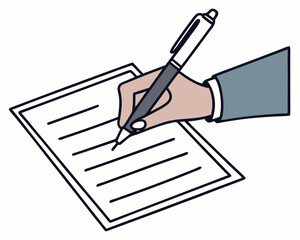 Handwriting with a pen on paper symbolizing agreement business contract or documentation.