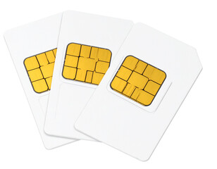 Minimalist Plastic SIM Card Mockups with Clean Design and Contact Area, Transparent Background