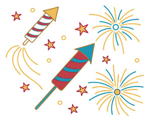Fototapeta premium Festive Fireworks Display Celebration Bright Sparklers Vector