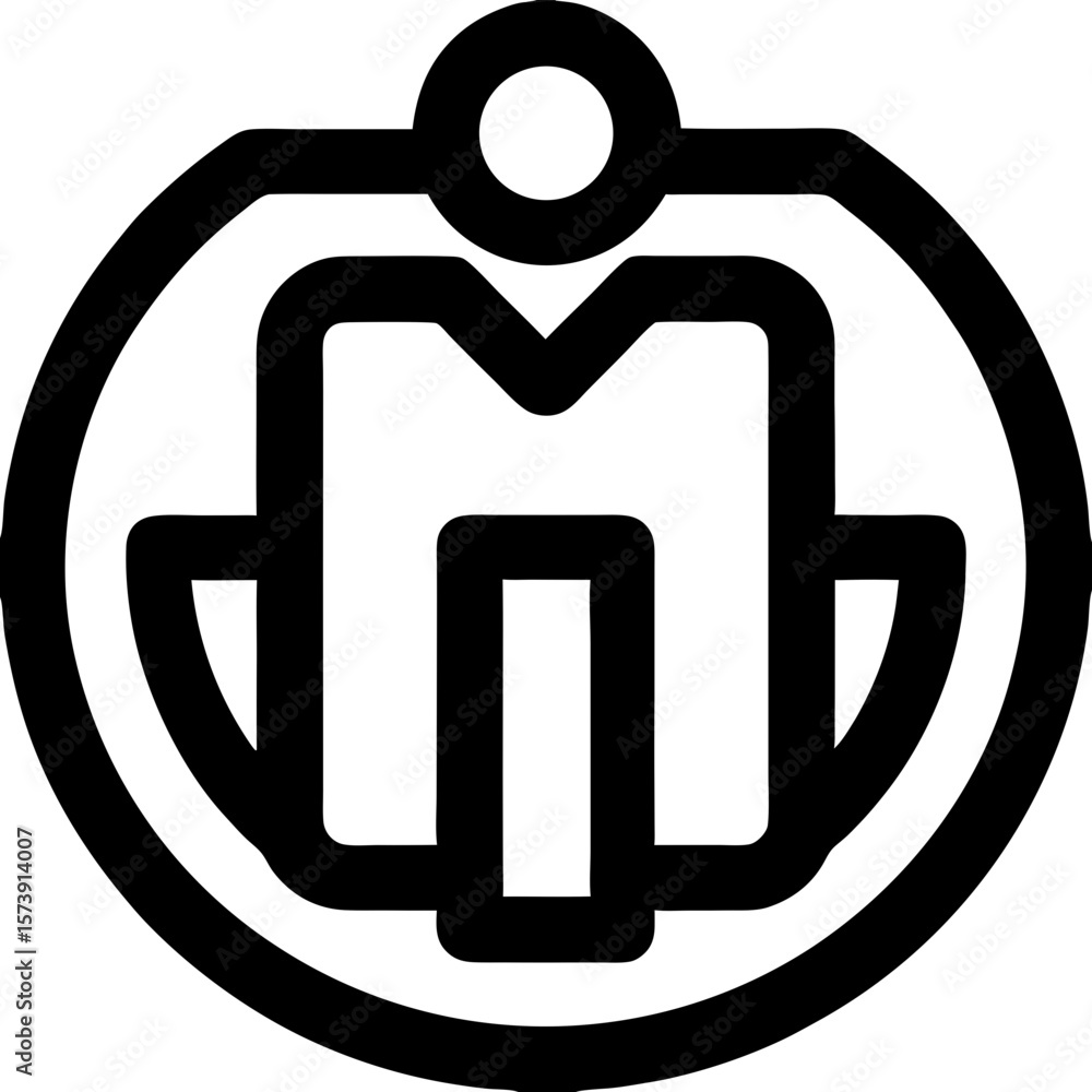 Poster stylized abstract logo featuring a central 