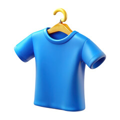 3d blue t shirt on a hanger isolated on transparent background