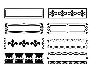 Fototapeta premium Collection of elegant black and white decorative borders and flourishes for design projects.