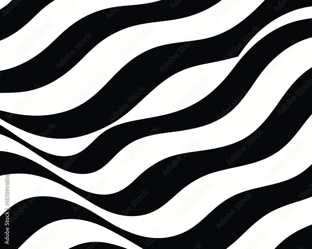 Poster black and white abstract wavy pattern design creating a stylish modern background texture.