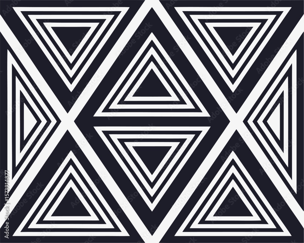 Poster modern abstract geometric pattern featuring repeated triangles with minimalist dark and light contra