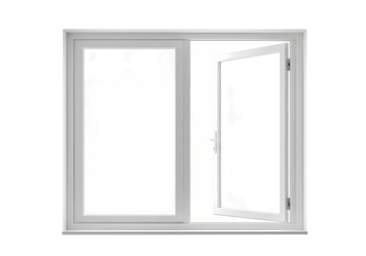 DoubleHung Window Open and Closed Views isolated on transparent background