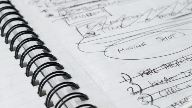 Spiral bound note book rotating extreme close up stock footage