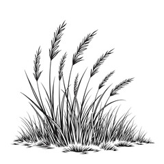 Abstract tall grass swaying in wind, cute hand-drawn style coloring book for kids