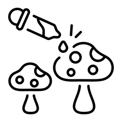 A line style icon showing fungi test