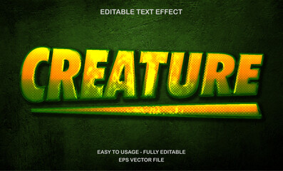 Creature editable text effect for jungle monster adventure and fantasy design