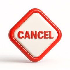 Obraz premium A red cancel icon on a white square isolated on white background