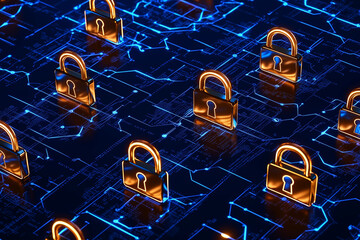 Virtual Lock Digital Security Concept