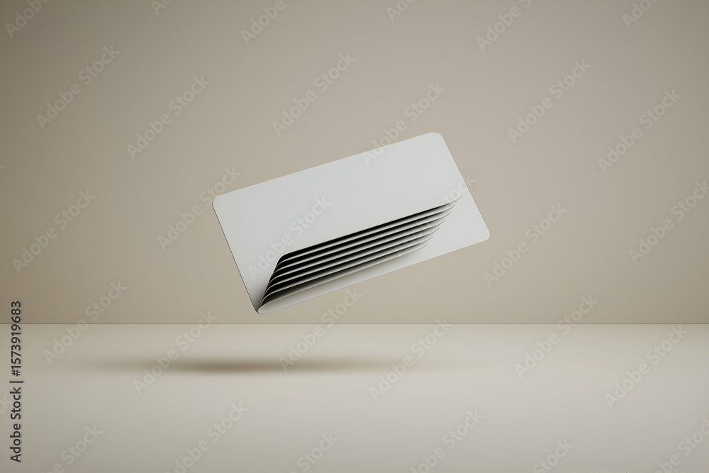 Aufkleber card floating minimalist design presentation with folded edge and shadow. mock up promotion informat
