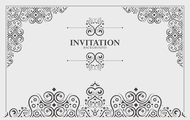 Elegant Decorative Invitation Template with Flourishes and Ornate Border