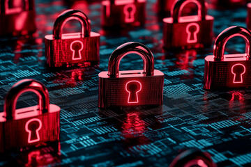Virtual Lock Digital Security Concept