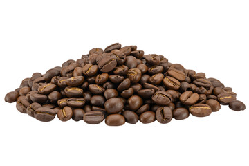 Obraz premium A pile of roasted coffee beans isolated on transparent background