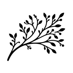 Naklejka premium Simple Tree Branch with Leaves