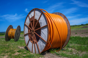 Fiber optic cable roll for broadband internet