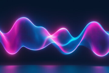 Neon Light Trails in Flowing Wave Pattern on Dark Background