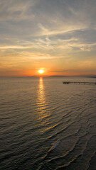 Fototapeta premium Sunset Tyrrhenian Sea, Viareggio, Italy. Landscape View from above.