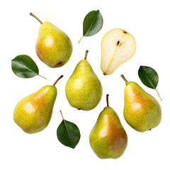 Fresh pears on transparent