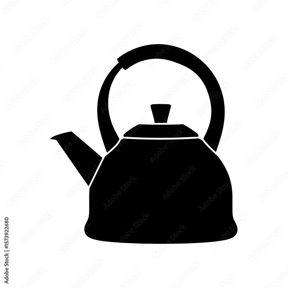 Aufkleber a simple black silhouette of a teapot with a curved handle and a spout on a white background image