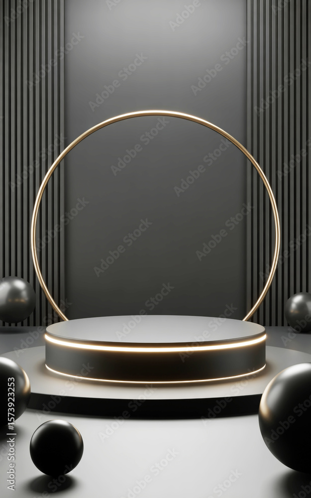 Aufkleber 3d render of empty podium with ball isolated on white background