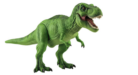 Green Toy Dinosaur T-Rex PNG Plastic Tyrannosaurus Rex Toy PNG Image Kids Green Dino Figure PNG Standing Toy T-Rex PNG