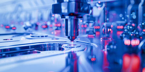 Precision manufacturing: close-up of cnc machinery in high-tech factory