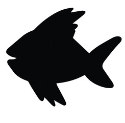 Cute cartoon hand drawn vector fish silhouette.