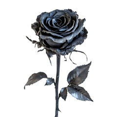 Metal Rose Sculpture: Elegant Black Iron Flower Art