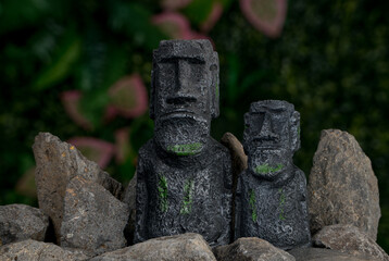 Easter island heads still life landscape
