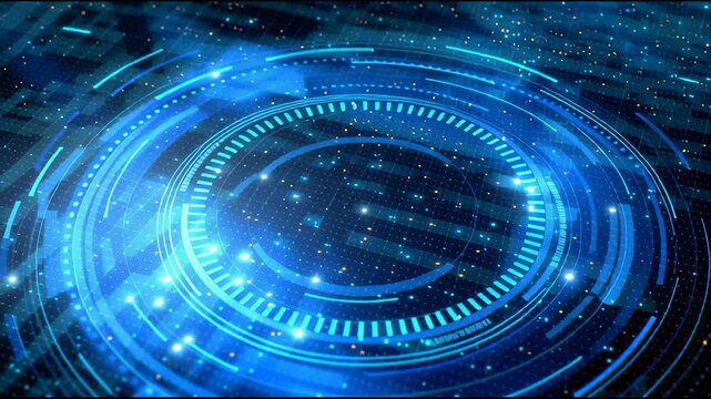 Futuristic Data Driven Interface with Spinning Elements and HUD Design